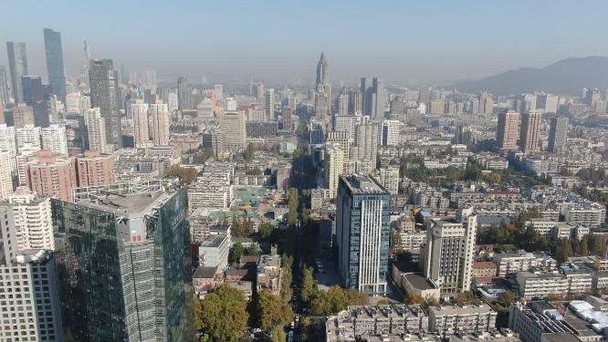 江苏南京城市风光新街口商务建筑航拍