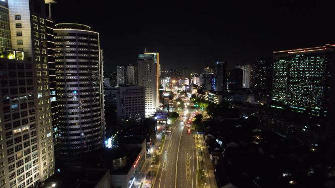 江苏常州城市夜景交通航拍