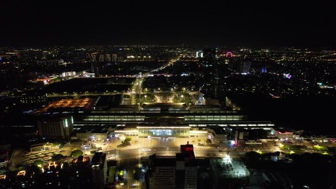 江苏常州城市夜景交通航拍