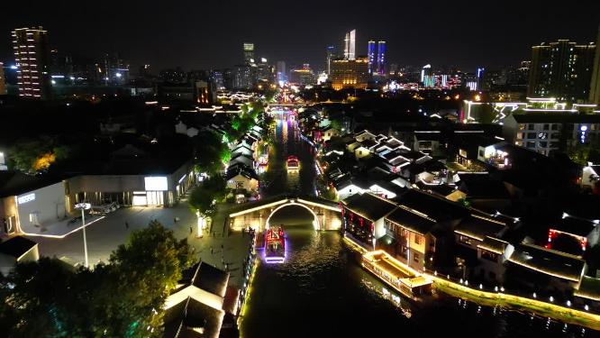 江苏无锡清名桥历史文化街区古运河风景区航拍