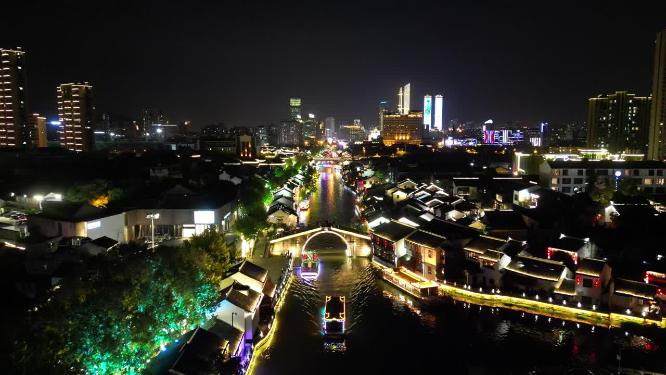 江苏无锡清名桥历史文化街区古运河风景区航拍