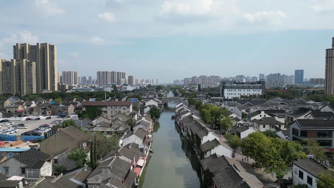 江苏无锡清名桥历史文化街区古运河风景区航拍