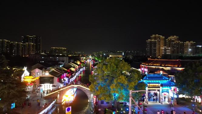 江苏无锡清名桥历史文化街区古运河风景区航拍