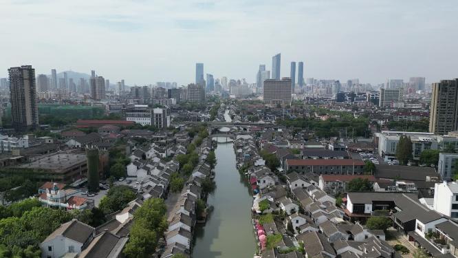 江苏无锡清名桥历史文化街区古运河风景区航拍
