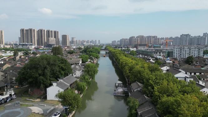江苏无锡清名桥历史文化街区古运河风景区航拍