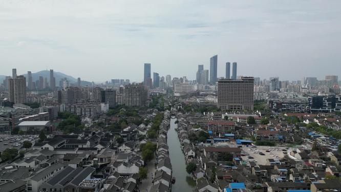 江苏无锡清名桥历史文化街区古运河风景区航拍