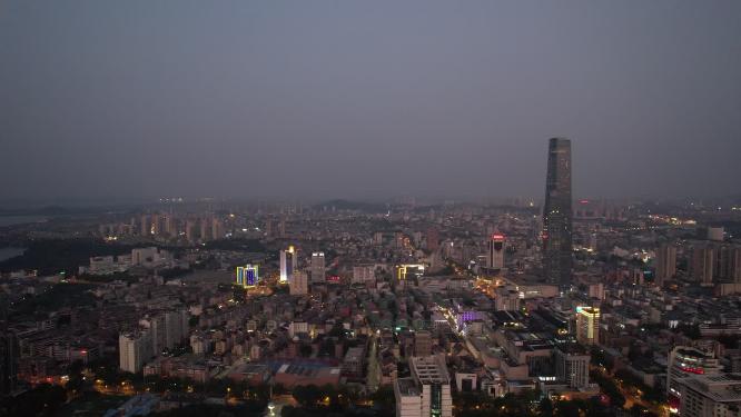 江苏镇江城市夜景灯光航拍