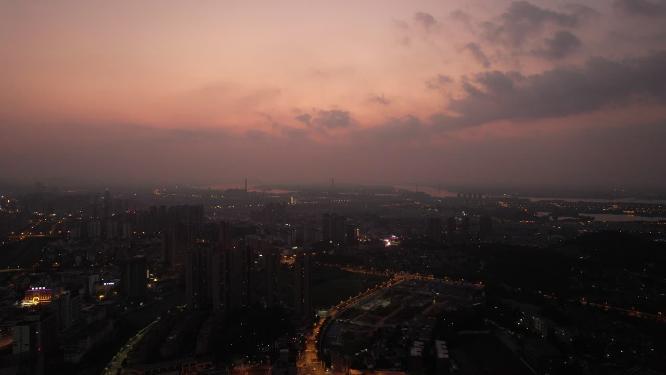 江苏镇江城市夜景灯光航拍