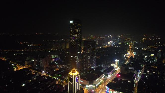 江苏镇江城市夜景灯光航拍