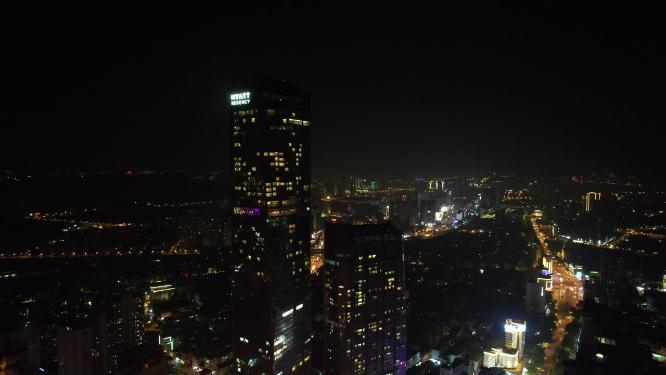 江苏镇江城市夜景灯光航拍