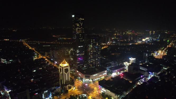 江苏镇江城市夜景灯光航拍