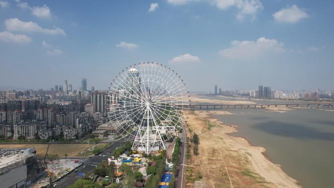 江西南昌南昌之眼地标建筑摩天轮航拍