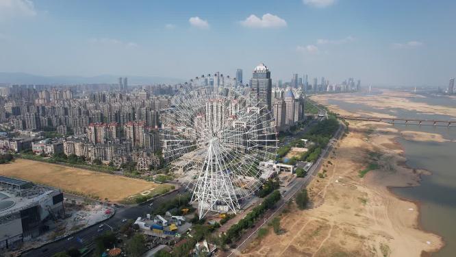 江西南昌南昌之眼地标建筑摩天轮航拍