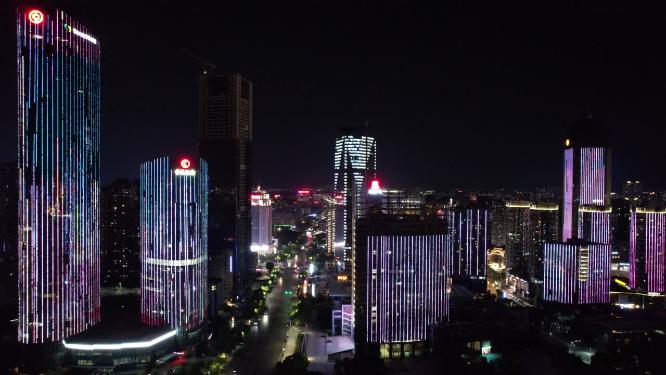 江西南昌城市CBD夜景航拍