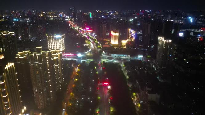江西南昌城市夜景交通航拍