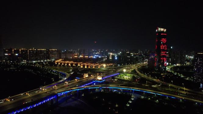 江西南昌城市夜景灯光航拍