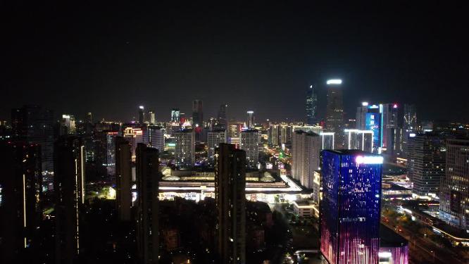 江西南昌城市夜景灯光航拍