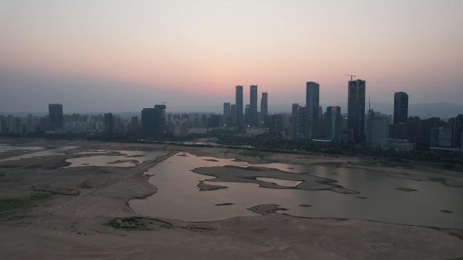 江西南昌城市日落晚霞夕阳航拍