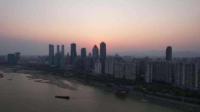 江西南昌城市日落晚霞夕阳航拍