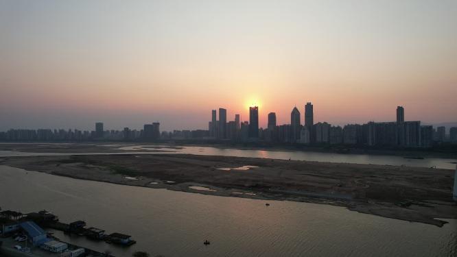 江西南昌日落晚霞夕阳航拍