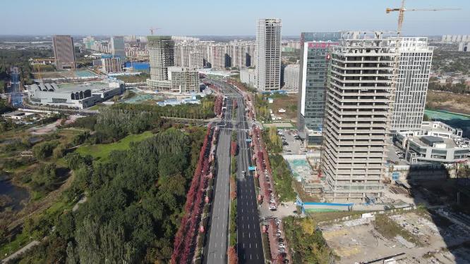 河北石家庄商务区城市建设航拍