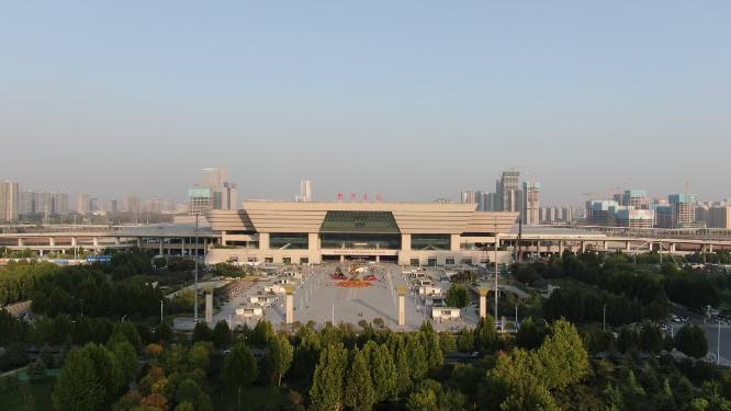 河南郑州东站火车高铁站航拍