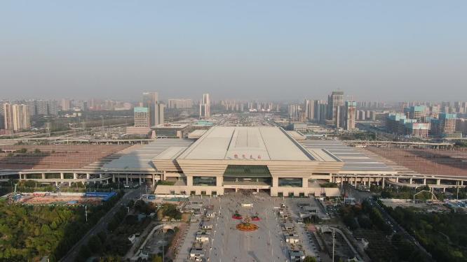 河南郑州东站高铁站航拍