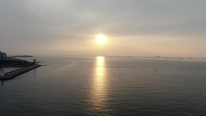海上日出彩霞航拍