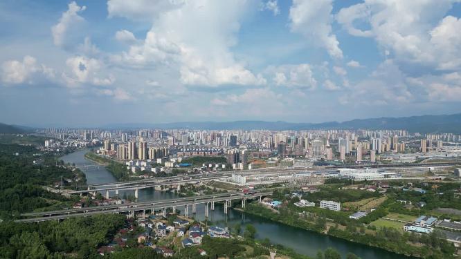航拍湖南怀化城市建设