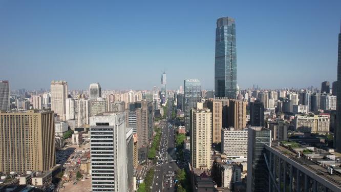 湖南长沙城市风光世贸大厦航拍