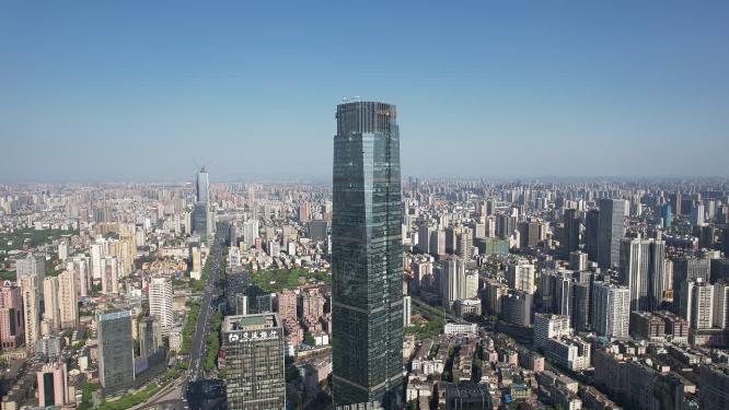 湖南长沙城市风光世贸大厦航拍