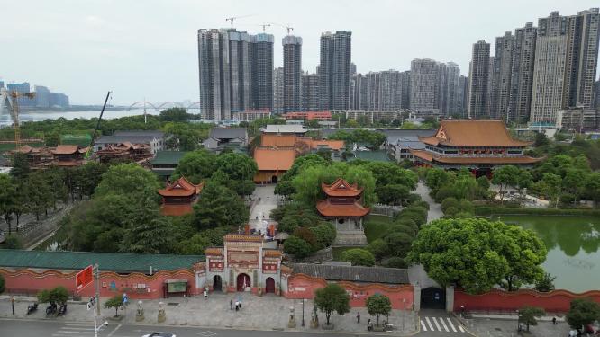 湖南长沙开福古寺古建筑航拍