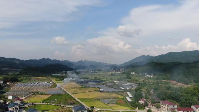 秋收金黄稻田美丽乡村航拍