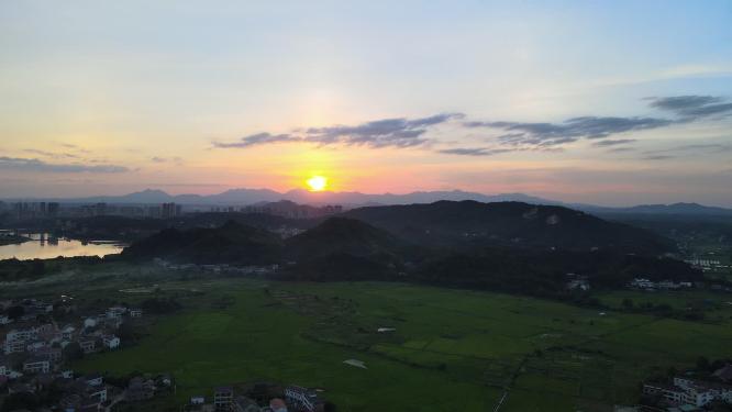 山川日落晚霞夕阳实拍