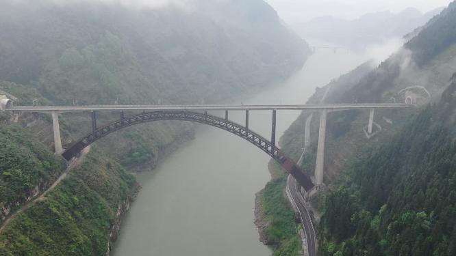湖南湘西芙蓉镇著名旅游景点航拍