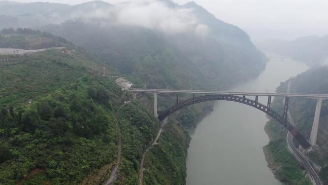 湖南湘西芙蓉镇著名旅游景点航拍