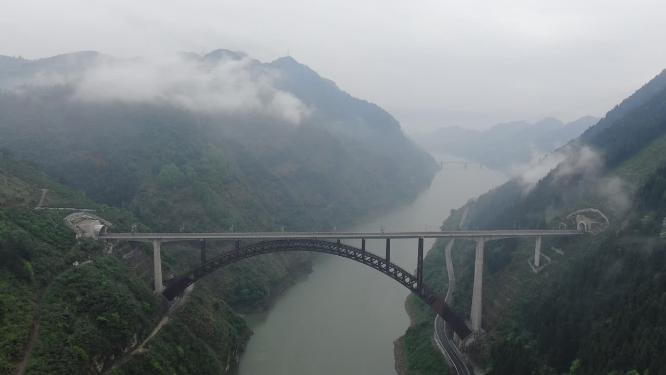 湖南湘西芙蓉镇著名旅游景点航拍