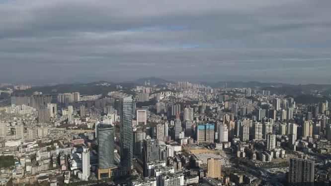 贵州贵阳城市风光航拍城市楼宇空镜