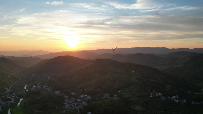 高山风车风力发电新能源航拍