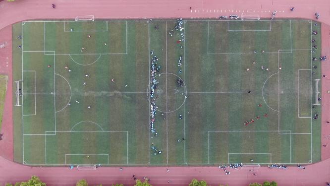 校园环境运动场学生锻炼航拍