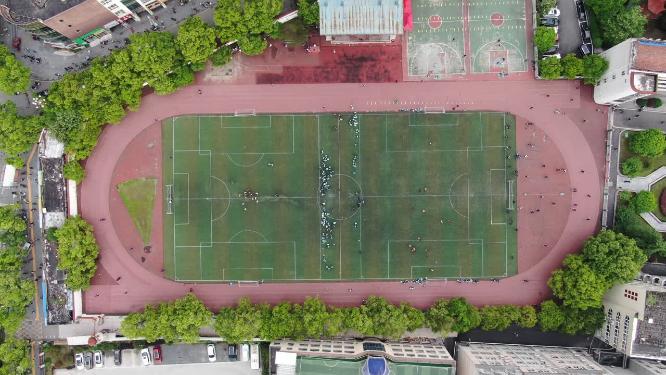 校园环境运动场学生锻炼航拍