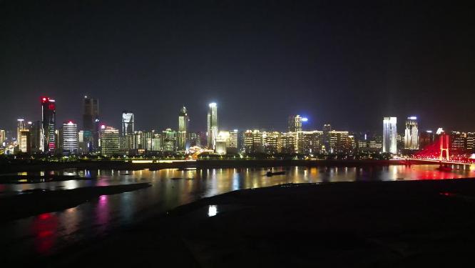 江西南昌红谷滩CBD夜景航拍