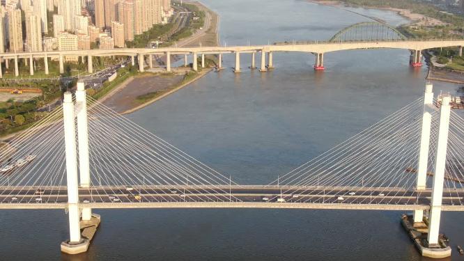 福建福州闽江桥梁航拍