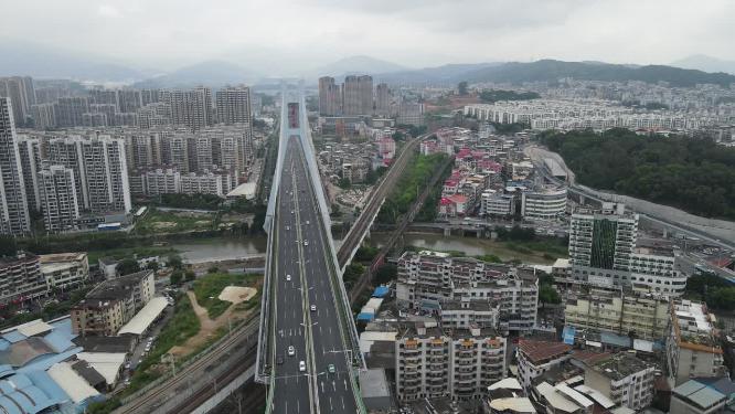 福建龙岩城市交通航拍