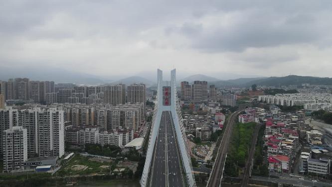 福建龙岩城市交通航拍