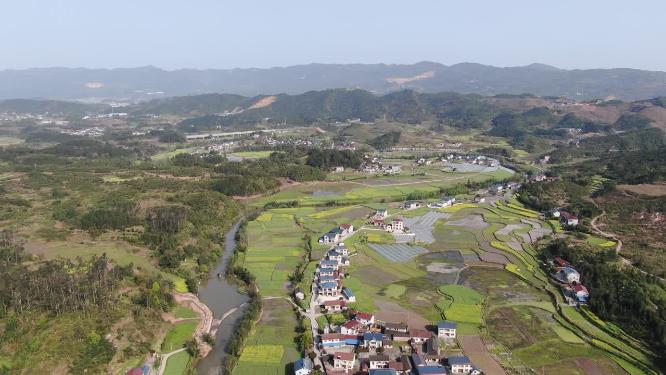 美丽乡村农田农业种植航拍