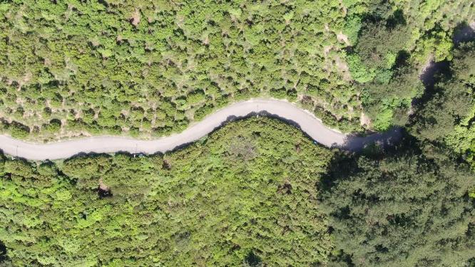 航拍大山蜿蜒盘山公路道路交通