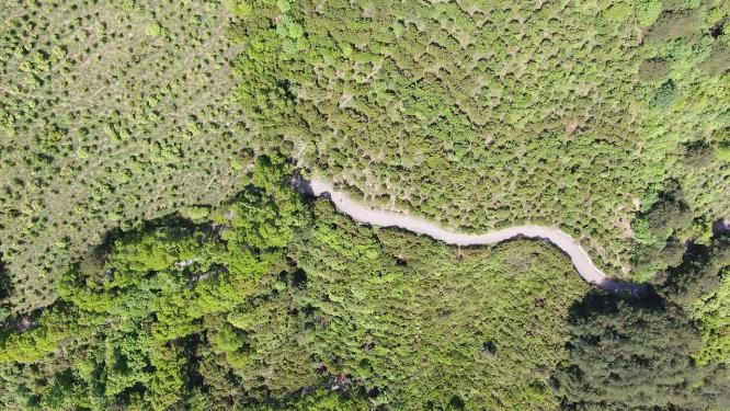 航拍大山蜿蜒盘山公路道路交通
