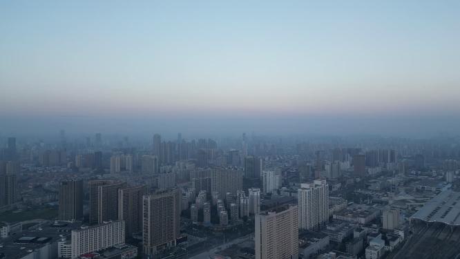 安徽合肥城市清晨迷雾日出彩霞航拍