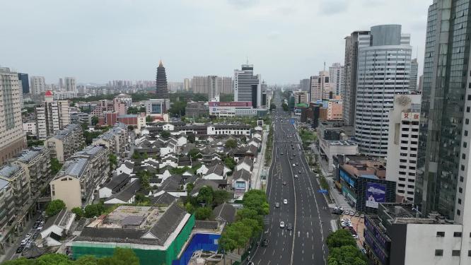 江苏常州城市交通航拍